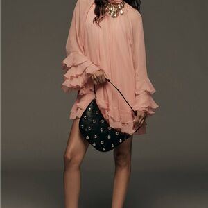 Anthropologie Let Me Be Long-Sleeve Ruffle Mini Dress